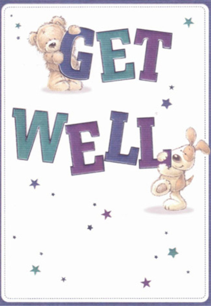 Beautifully capturing the spirit of gentle encouragement, this get well card illustration invites the warmth of White City into every detail. A soft, friendly bear and a spirited puppy anchor the scene, their playful gestures and sweet, rounded features communicating quiet optimism and heartfelt camaraderie. The bear's plush paws rest lightly on the bold 'GET,' linking directly to the generous, purple- and teal-shaded 'WELL' below-text that dances with cheerful reassurance. Wisps of starbursts scatter across the creamy backdrop, casting glimmers of hope as twinkling as city lights along Loftus Road during a clear evening. The velvet texture of the puppy's floppy ears and the bear's woolly fur seem almost tangible, echoing the tactile pleasure of hand-tying stems for a bespoke bouquet. Flowers White City often sees customers choosing such nurturing messages, combining this friendly card with a comforting arrangement to deliver joy to neighbours recovering nearby. The entire composition, alive with both detail and warmth, serves as a heartfelt gesture-perfect for lifting spirits and affirming the enduring bonds within the White City community.