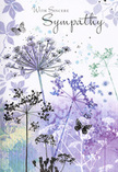 This sympathy card unfolds like a gentle visual poem, echoing the peaceful edges of White City at dusk. Airy silhouettes of wildflowers rise from the base, their stems long, fine, and slightly bowed, as though reaching subtly toward a soft, painted sky. Each umbelliferous bloom spreads out like a tiny firework of petals, rendered in graceful shades of lavender, indigo, and pale blue. The colours bleed and blend into one another, creating a dreamy field of watercolour where no line feels harsh or final. Hints of foliage and pale petals drift across the background, adding depth and texture without disturbing the card's calm balance. Here and there, butterflies hover near the delicate flower heads, their wings softly toned and partially transparent, evoking transformation, remembrance, and a tender, unseen presence. The palette is cool yet undeniably comforting, much like the quiet you might feel walking along the paths near White City station as evening settles in. Across this serene floral landscape, the words With Sincere Sympathy appear in an elegant, flowing script, stitching warmth and solace into every detail of the design. As the team at Flowers White City, we see how closely this artwork mirrors the gentle reassurance of a thoughtfully arranged condolence bouquet-respectful, understated, and grounded in nature's quiet strength. It becomes more than just a card; it is a small, heartfelt offering of peace to accompany your condolences, whether sent to a neighbour around White City or to loved ones gathering further afield.